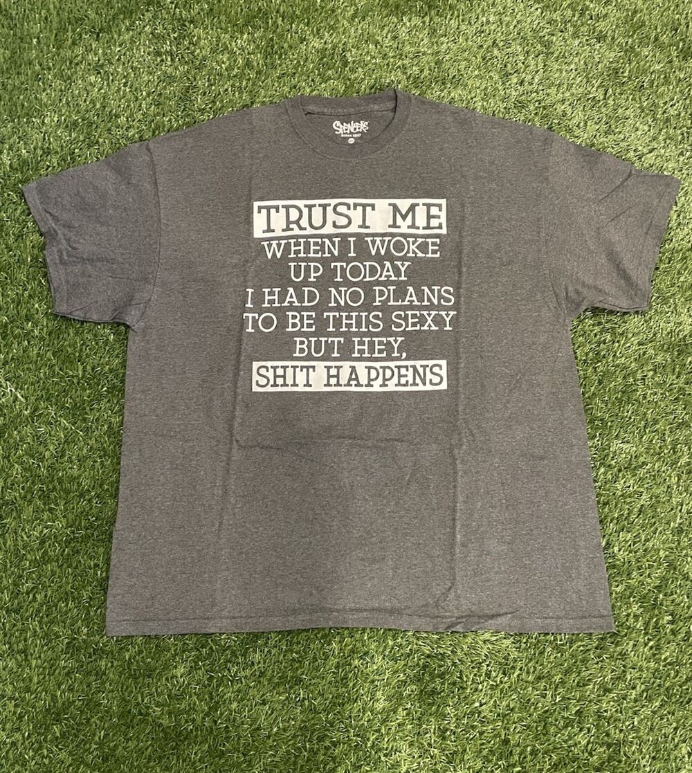 Spencers Novelty Humor Graphic T-Shirt Mens 2XL Dark Gray Trust Me This Sexy